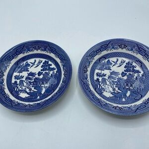 Churchill England BLUE WILLOW 8" SOUP BOWL Set Of 2